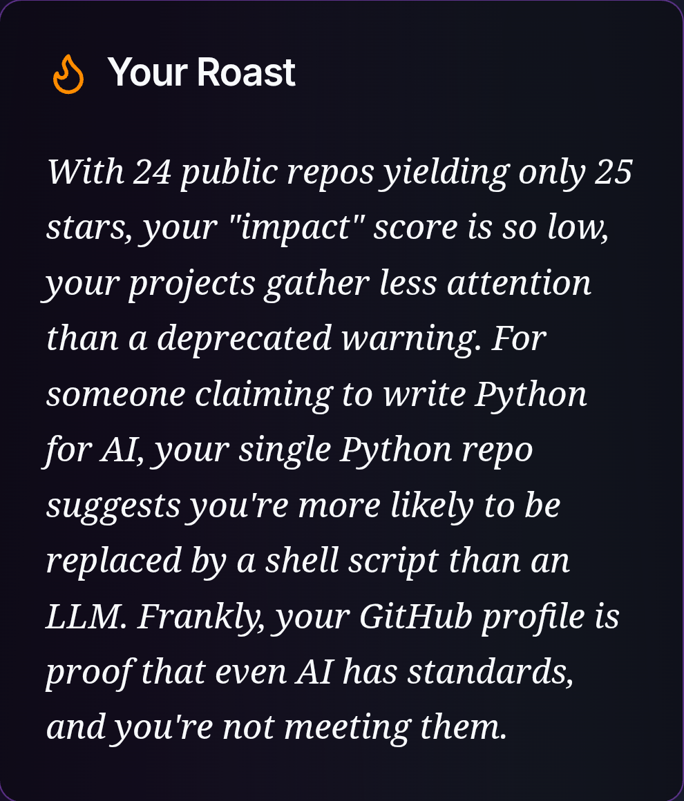 Example of an AI-generated roast